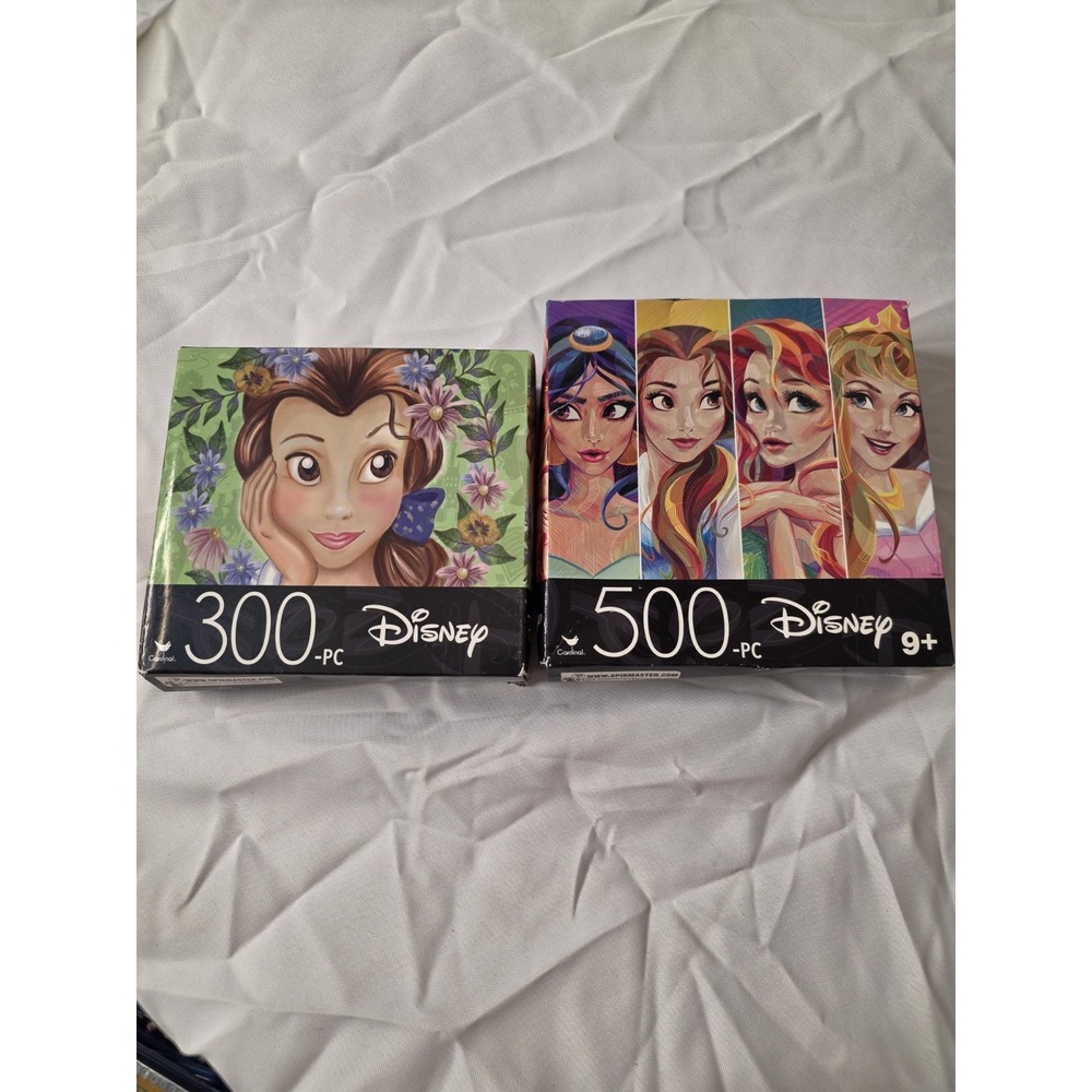 Disney Princess Jigsaw Puzzle Lot of 2 • 300pc Belle & 500pc Princesses